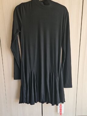 Cider Black Long Sleeve Flared Dress